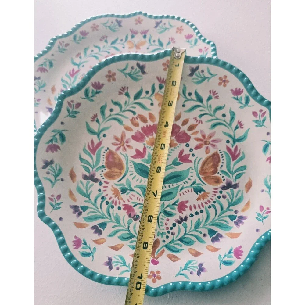 2 Melamine Pioneer Woman Folk Geo Plate Plates Fun Floral